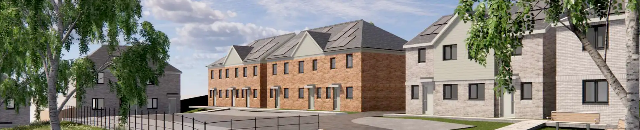 Architects impression of some of the completed buildings on the site.